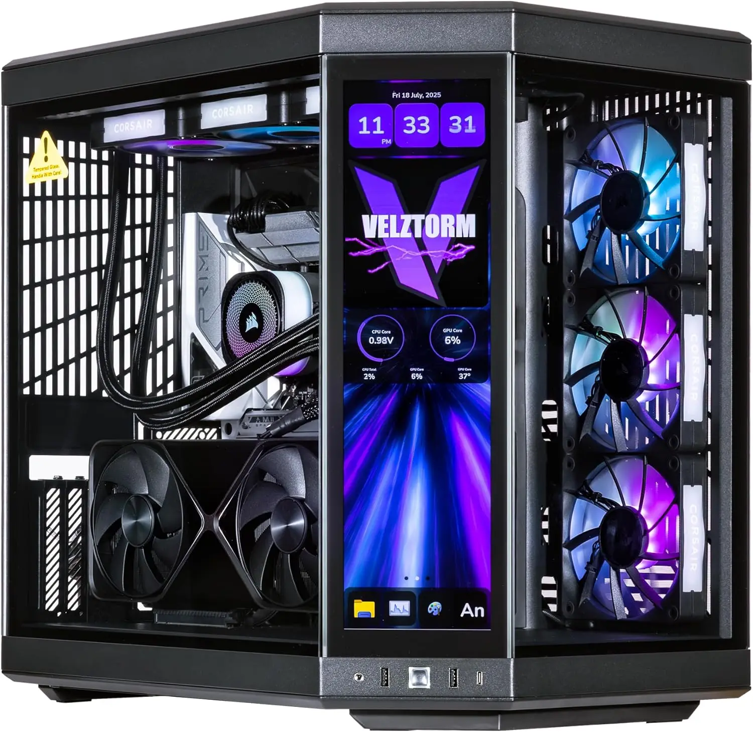 Rtx 5090 32Gb - Velztorm LCD ブラック Praetix カスタム構築 Y70